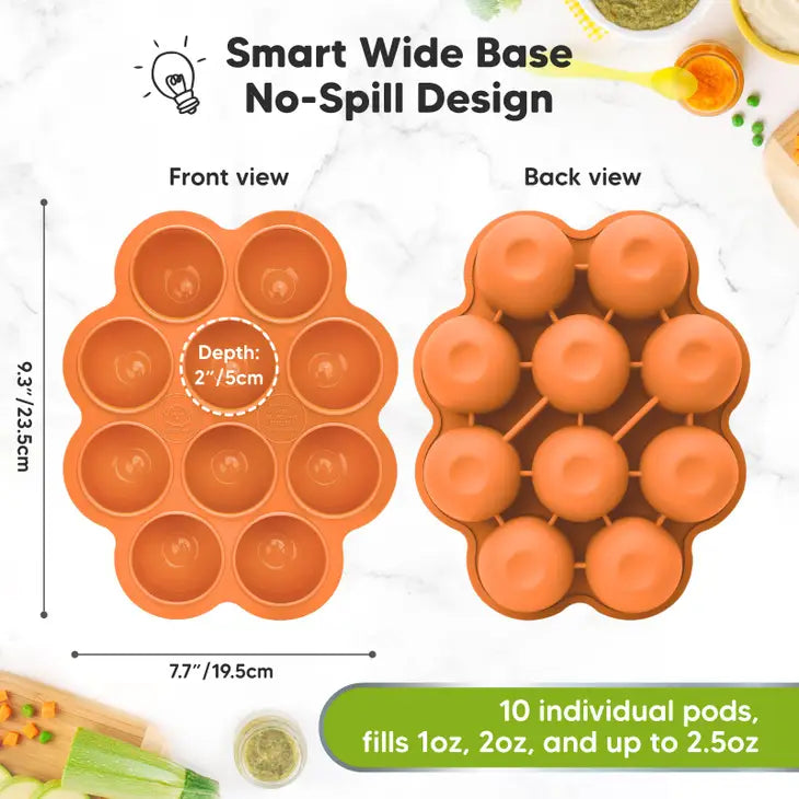 KeaBabies Pods Prep Silicone Baby Food Freezer Tray with Lid