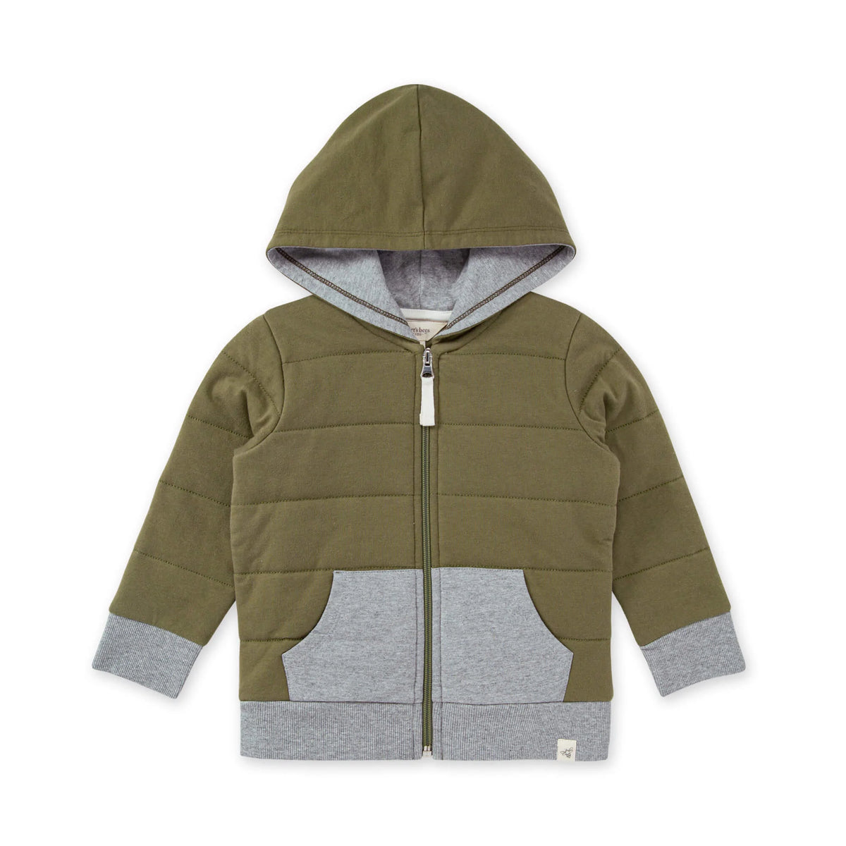 Burt's Bees Baby Unisex Baby Organic Quilted Jacket (Newborn-24 Months)  Hooded Sweatshirt, Heather Grey Quilted Jacket, 9 Months US