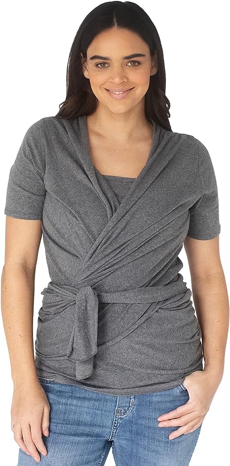 Kindred Bravely Organic Cotton Skin to Skin Wrap Top - Grey