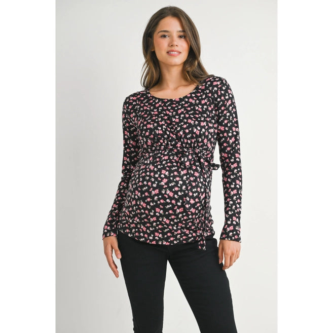 Hello Miz Floral Long Sleeve Maternity Nursing Knit Top