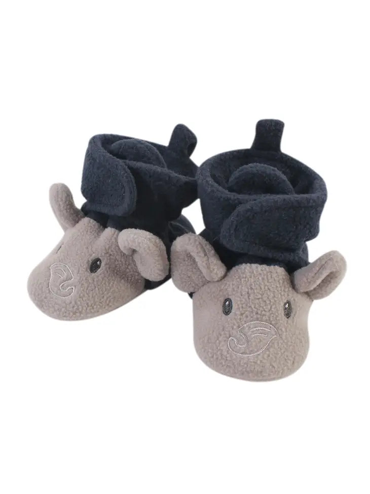 Hudson Baby Cozy Fleece & Sherpa Booties Navy Gray Elephant