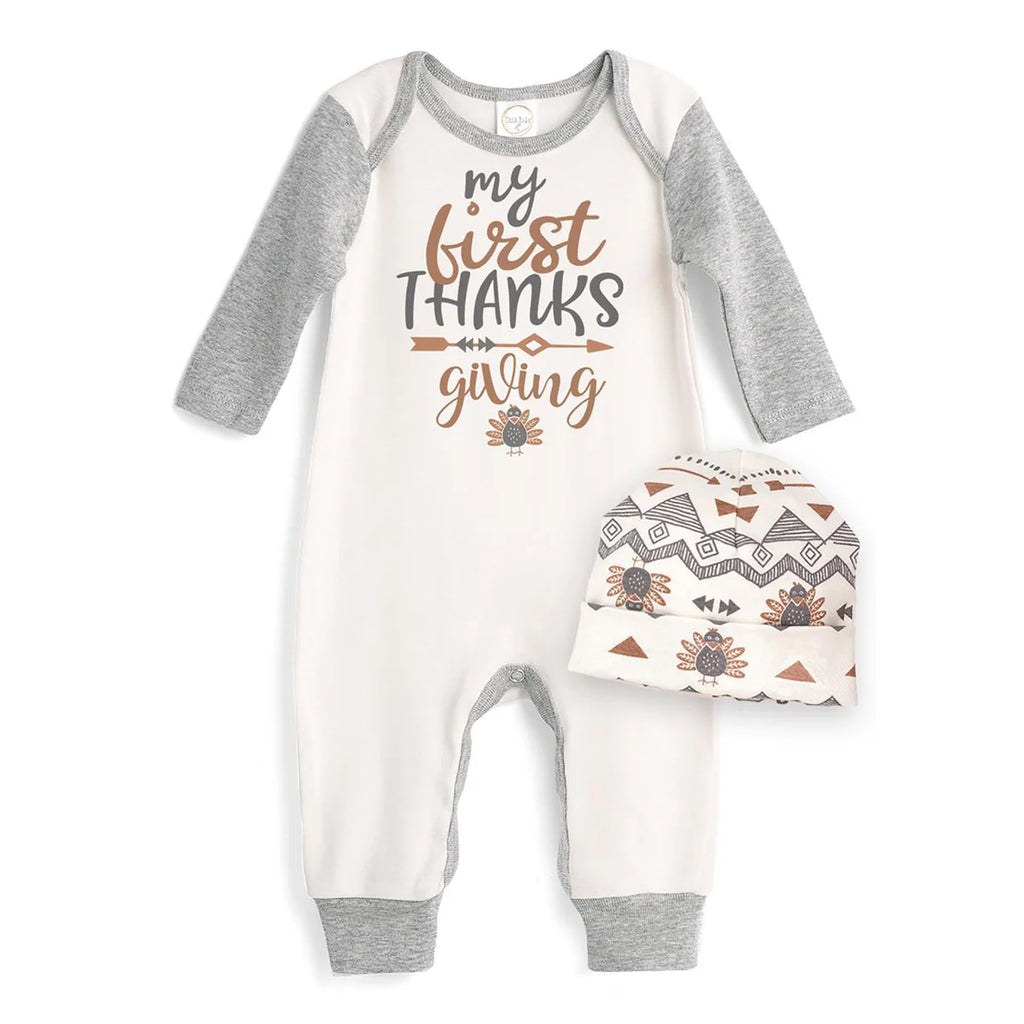 Tesa Babe My First Thanksgiving Romper & Hat Set