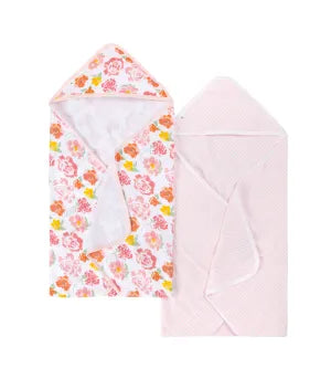 Burt's Bees Organic Hooded Towel 2 Pack rosy spring